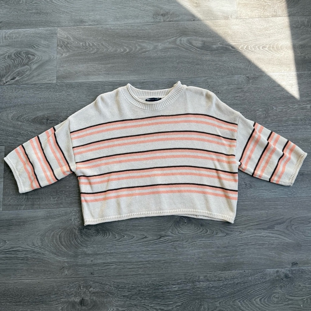 ASOS Size XS Striped Cropped Short Sleeve Sweater